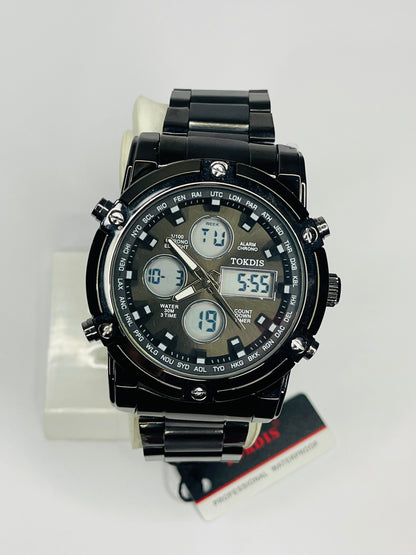 Alloy Big Dial Men Analog Watch Black